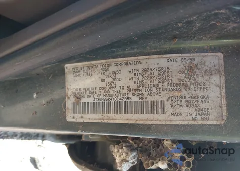 2000 Toyota 4Runner Sr5 V6 z USA, uszkodzony, nr VIN JT3GN86R4Y0142985